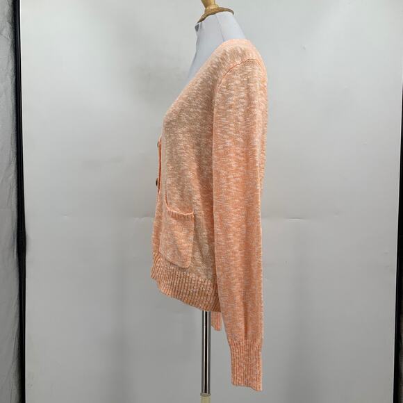 J Crew Sweater Women S Small Creamsicle Beach Cardigan Loose Knit Slouchy Pocket - Picture 3 of 10